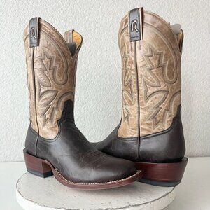 Rod Patrick Mens Cowboy Boots 10AA Antique Mocha Bison Brown Western Blunt Toe